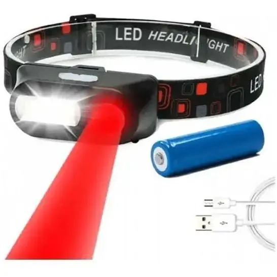 Фонарь налобный Police BL-1804 LED аккумуляторный красный свет - фото 3