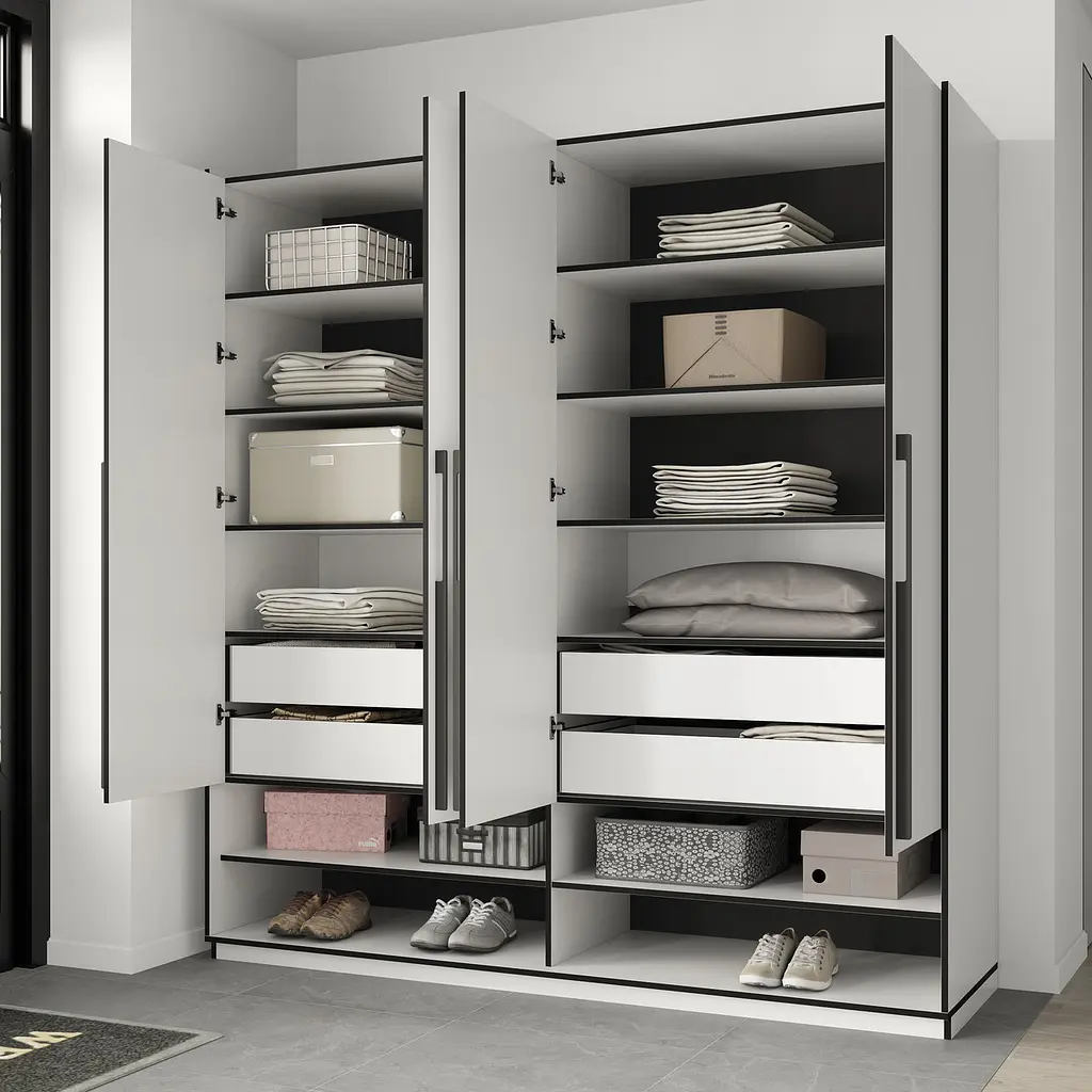 Шафа для одягу Flamecame з поличками на 4 двері у передпокій FR-07 Венге - фото 5