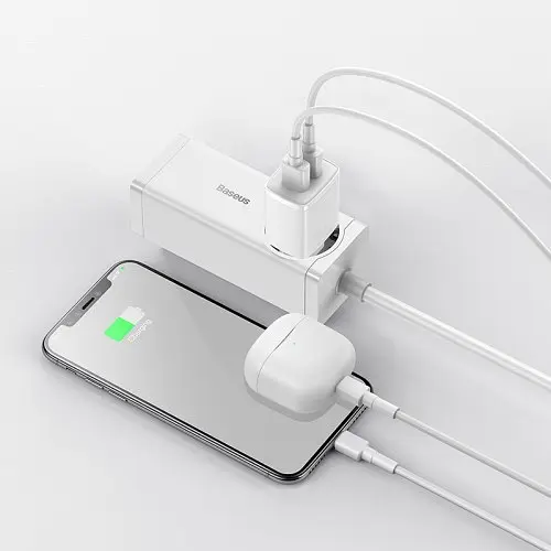 Сітчастий зарядний пристрій Baseus Compact Charger 2U 10.5W EU білий CCXJ010202 - фото 7