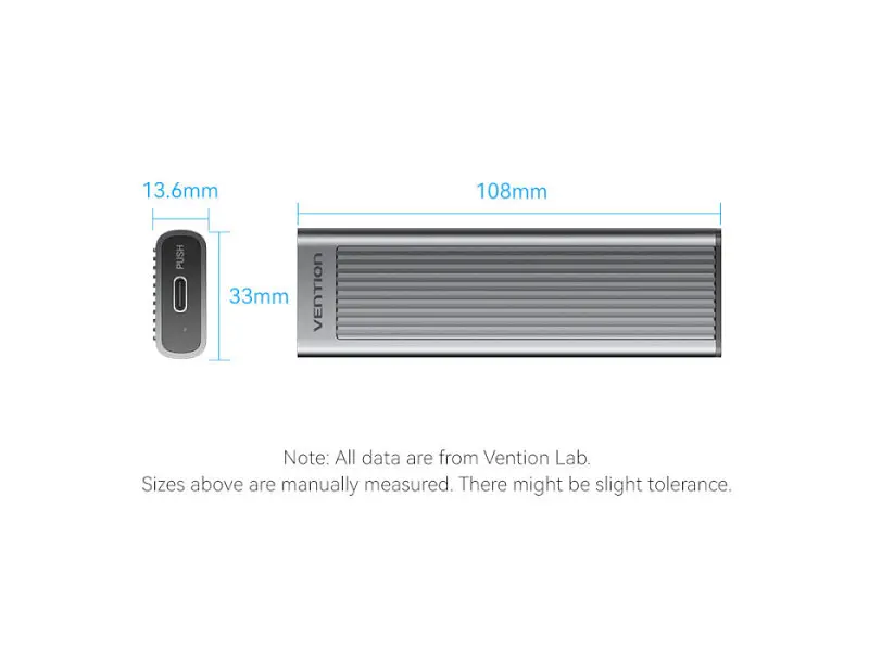 Кишеня зовнішня Vention KPKH0 NVMe PCIe M.2 to USB 3.2 Space Gray - фото 3