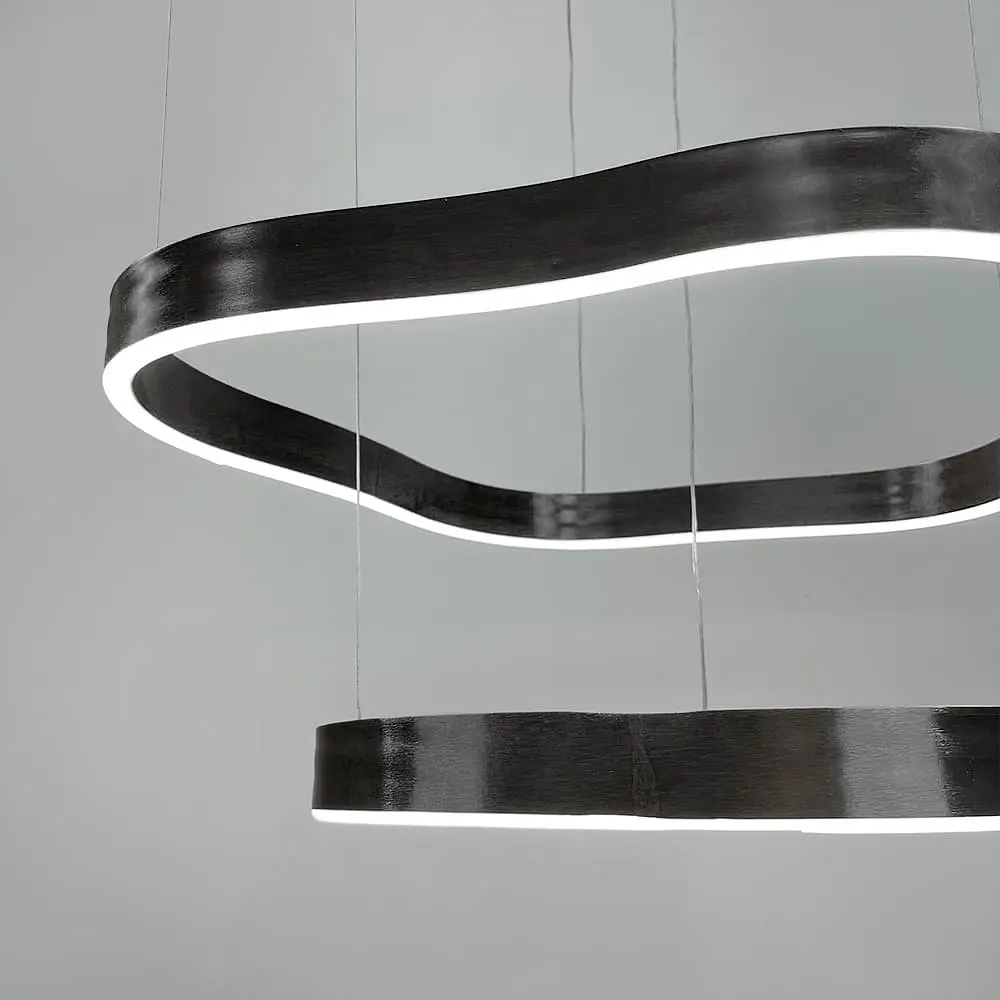 Необычная и эффектная люстра на 2 яруса 60+40 см в черном корпусе Ст. PCL004-600*400 BK | Line F - фото 5