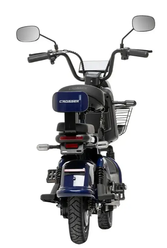 Электроскутер Двухместный Crosser CR2 (800W, 60V, 24Ah, графеновый АБК) Синий - фото 6