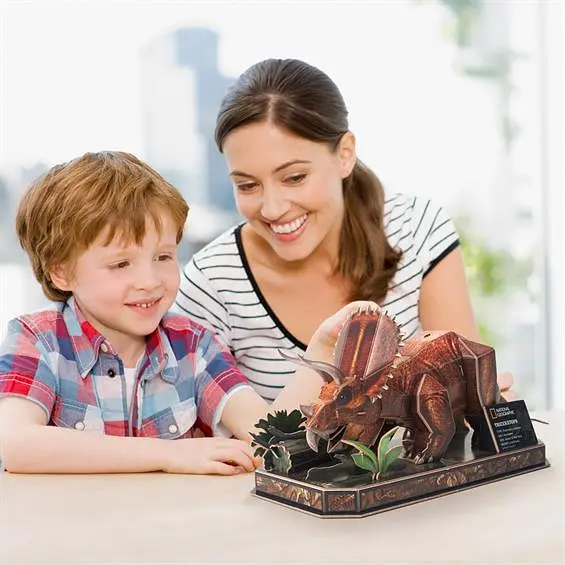 Тривимірна головоломка-конструктор CubicFun National Geographic Dino, Трицератопс (DS1052h) - фото 5