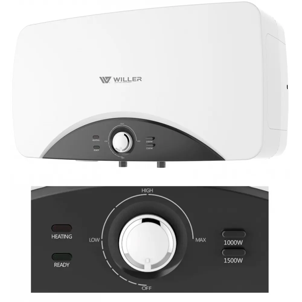 Водонагрівач Willer Edge+ 2,5 кВт, мокрий ТЕН, 20 л, прямокутний, горизонтальний, білий (EH20R) - фото 8