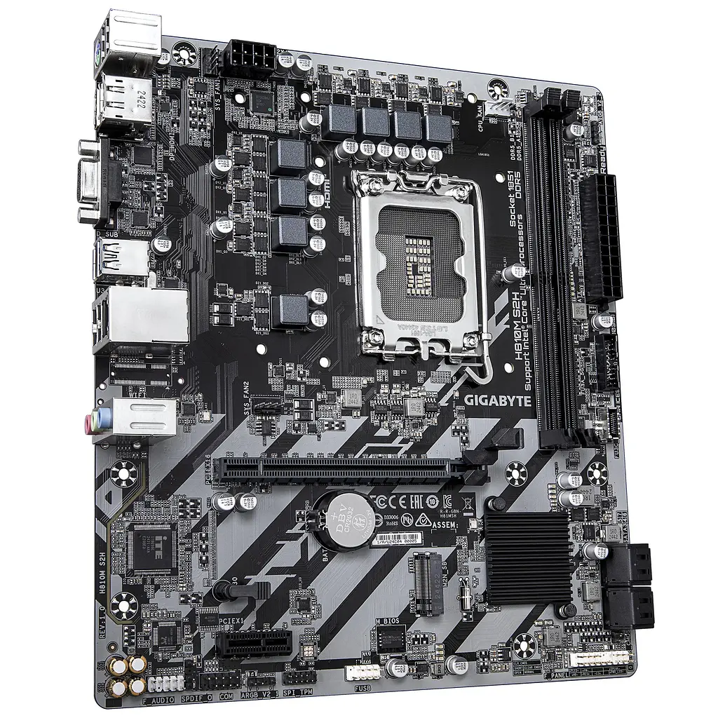 Материнская плата Gigabyte H810M S2H s1851 H810 2xDDR5 HDMI DP D-Sub mATX - фото 2