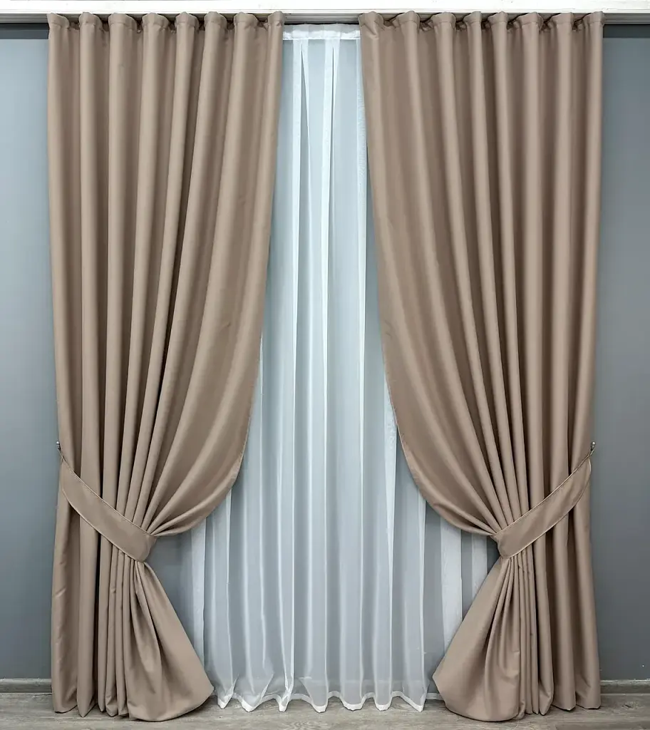 Комплект штор VR-Textil Midnight блекаут 2 шт 150x290 см світле какао (1824ш) - фото 2