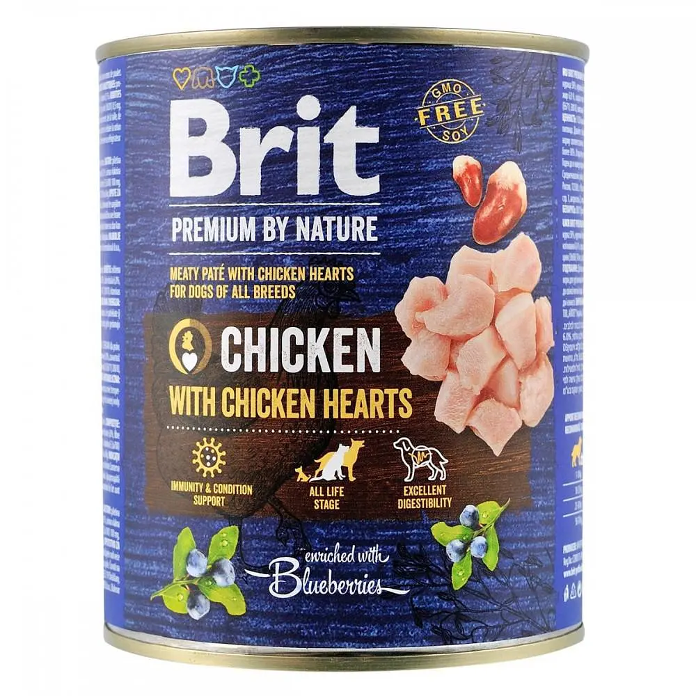 Вологий корм Brit Premium by Nature Брит для собак, курка з курячим серцем, 800 г (арт.100407/538546)