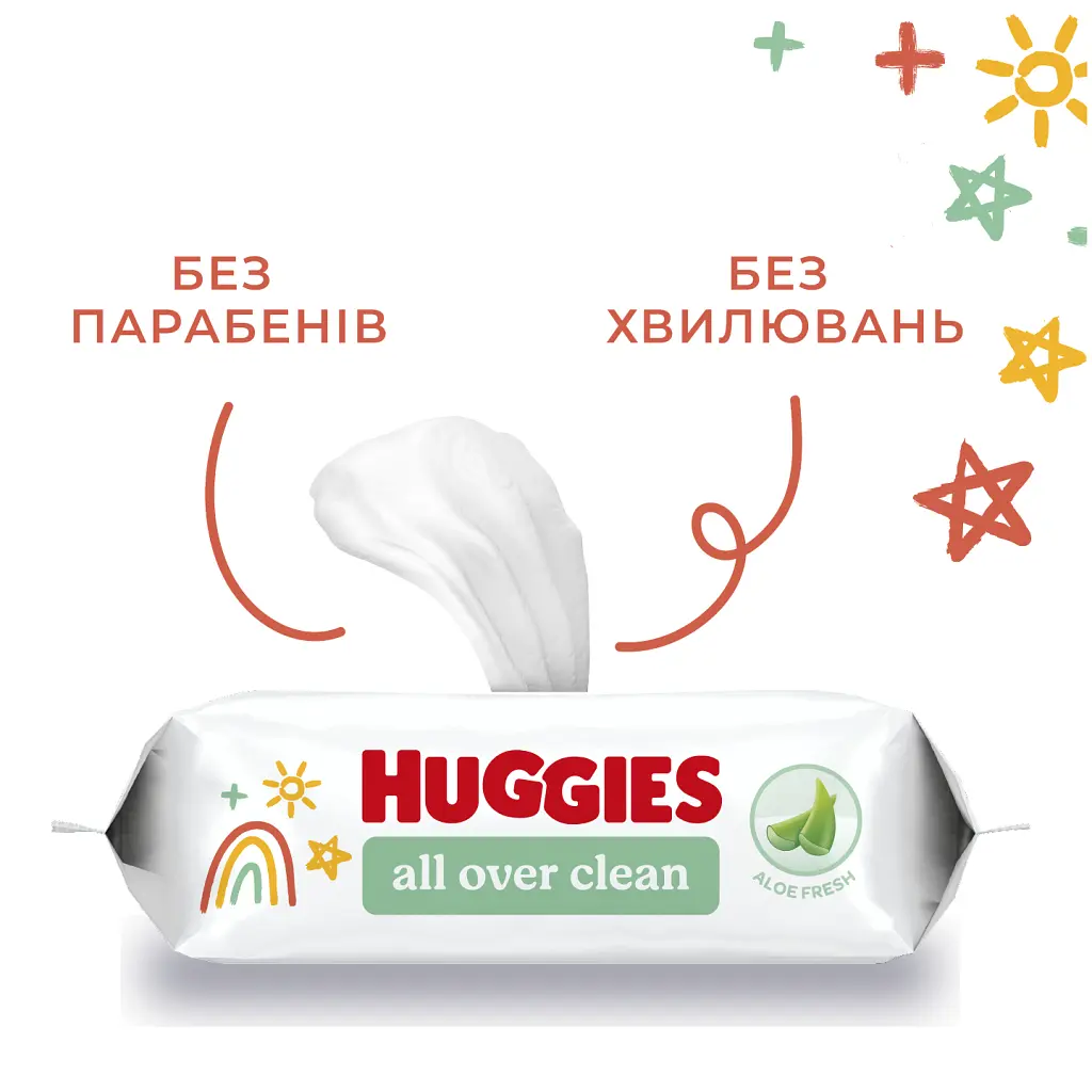 Дитячі вологі серветки Huggies OverClean 56 шт (5029053567822) - фото 7