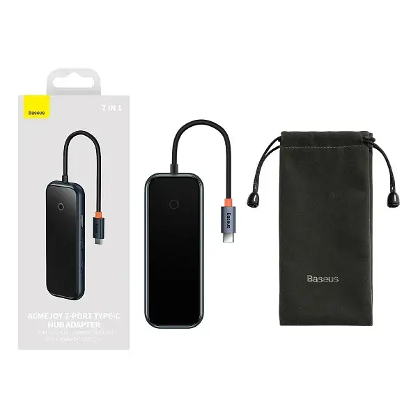 USB-хаб Baseus AcmeJoy 7-Port Type-C HUB Adapter (Type-C to HDXiaomi*1+USB3.0*2+USB2.0*1+Type-C PD&Data*1+SD/TF*10 WKJZ010413 Dark Gre - фото 6