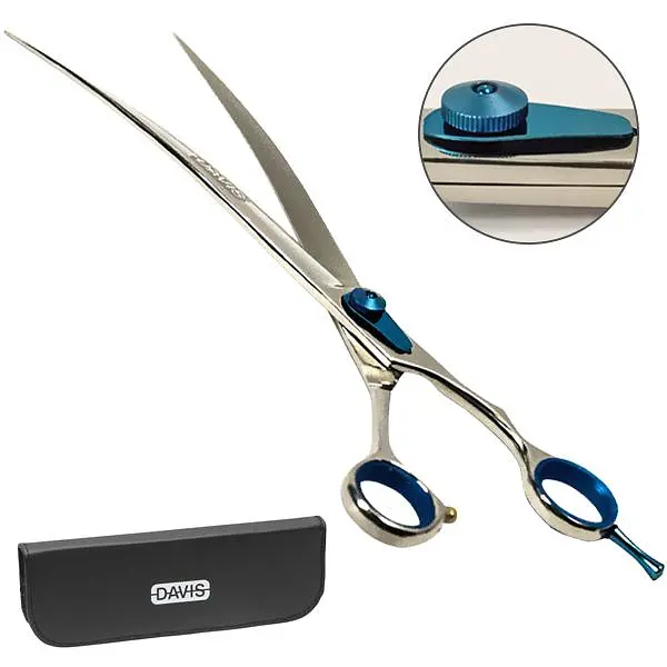 Вигнуті ножиці для стрижки собак великих порід Davis Extreme Edge BLUE Curved 10" (S.EB10C)
