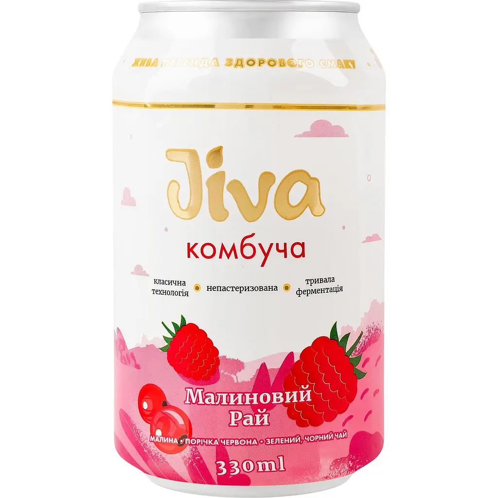 Напій Jiva Комбуча Малиновий рай з пюре малини та порічки червоної 0.33 л - фото 2