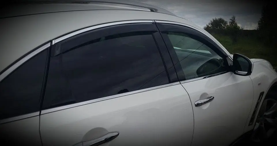 Дефлектори вікон вітровики для Infiniti JX35 2012- З Молдингом Хром - фото 2