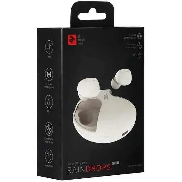 Наушники TWS 2E RainDrops Light True Wireless Waterproof Mic-EBTWRDLWT White (2E-EBTWRDLWT) - фото 6