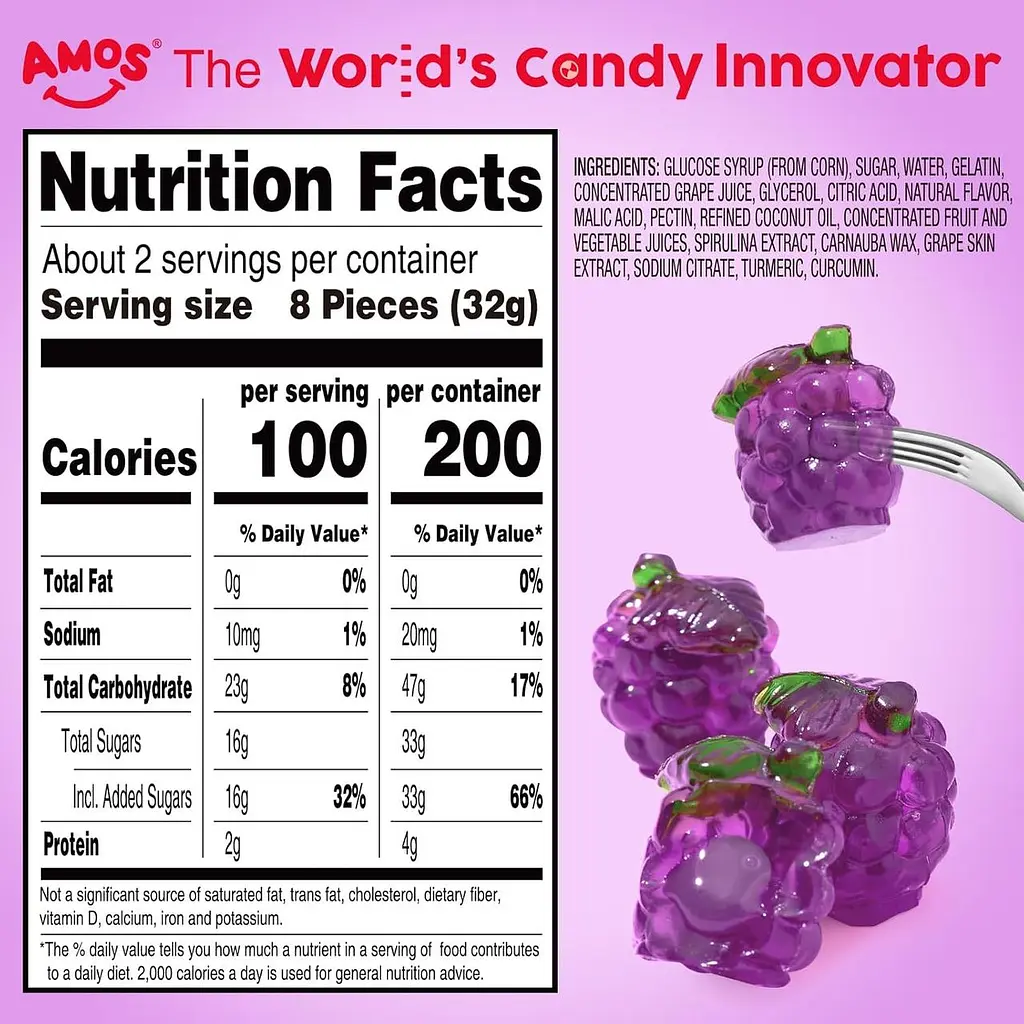 Желейні цукерки Amos 4D Gummy Candy Grape Burst 65г - фото 5