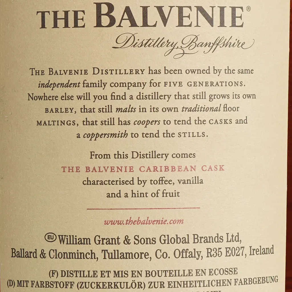Віскі Balvenie Carribean Cask 14 Year Old 43% 0.7 л з двома келихами в подарунковій коробці - фото 9
