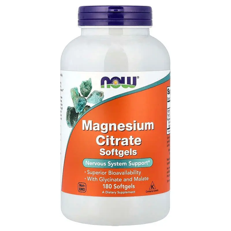 Вітаміни та мінерали NOW Magnesium Citrate, 180 капсул