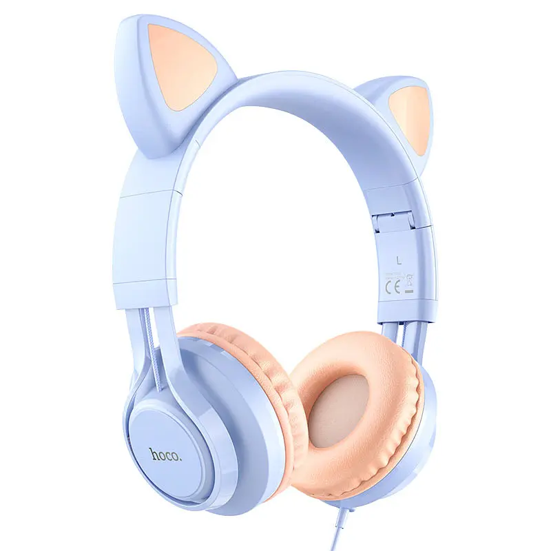Накладні навушники W36 Cat ear (3.5mm/1.2m) Dream Blue Hoco teh0029541