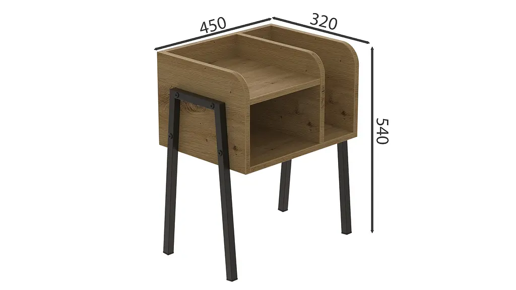 Тумба модульная Ferrum-decor Амели 540x450x320 металл Черный ДСП Дуб Артизан 16 мм (FRD-103009) - фото 2