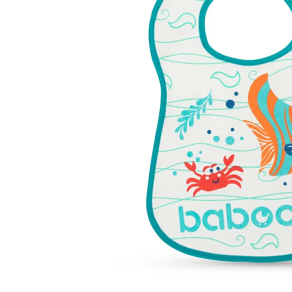 Нагрудник хлопчатобумажный Baboo Sea Life, 3+ мес., белый (11-010) - фото 3