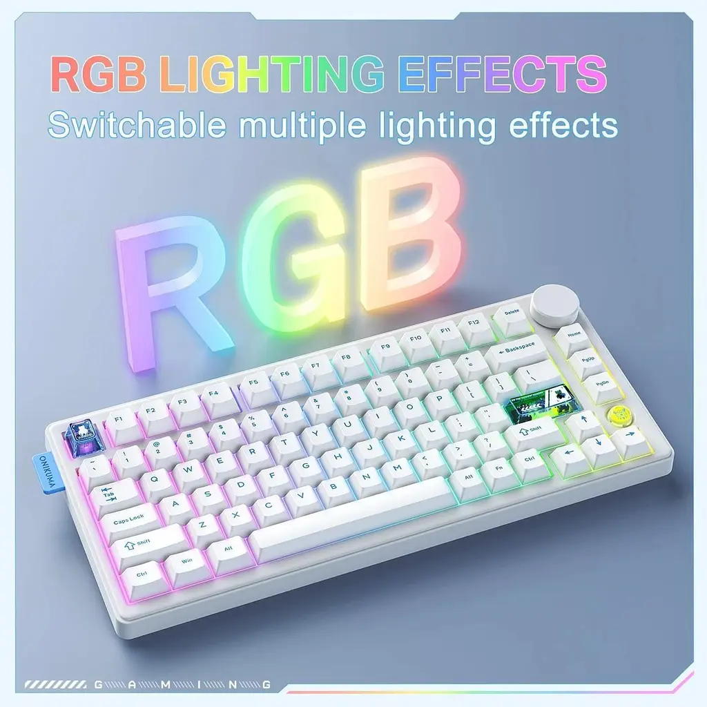 Клавіатура Onikuma бездротова ігрова MT-706 Pro з RGB підсвіткою та 3 режимами підключення для ПК та ігор білий - фото 3
