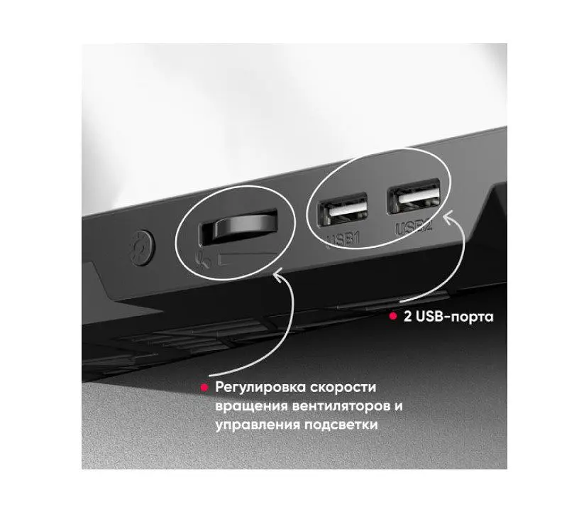 Охолоджувальна підставка для ноутбука 15.6 дюймів Ice Coorel A17, 6x80mm 2100RPM, 2xUSB, RGB - фото 8