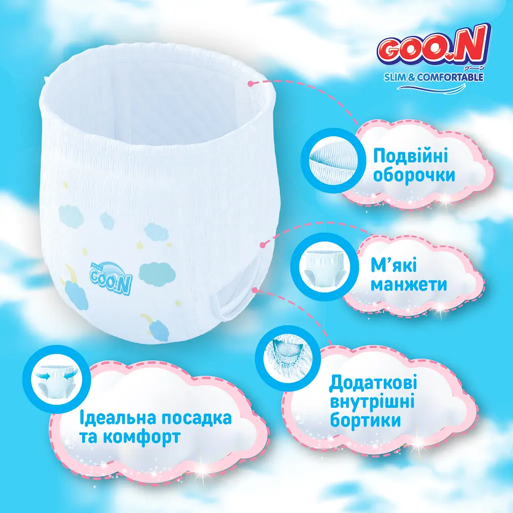 Трусики-підгузки Goo.N Slim & Comfortable Розмір 4(L) (9-14кг) 46 шт. - фото 5