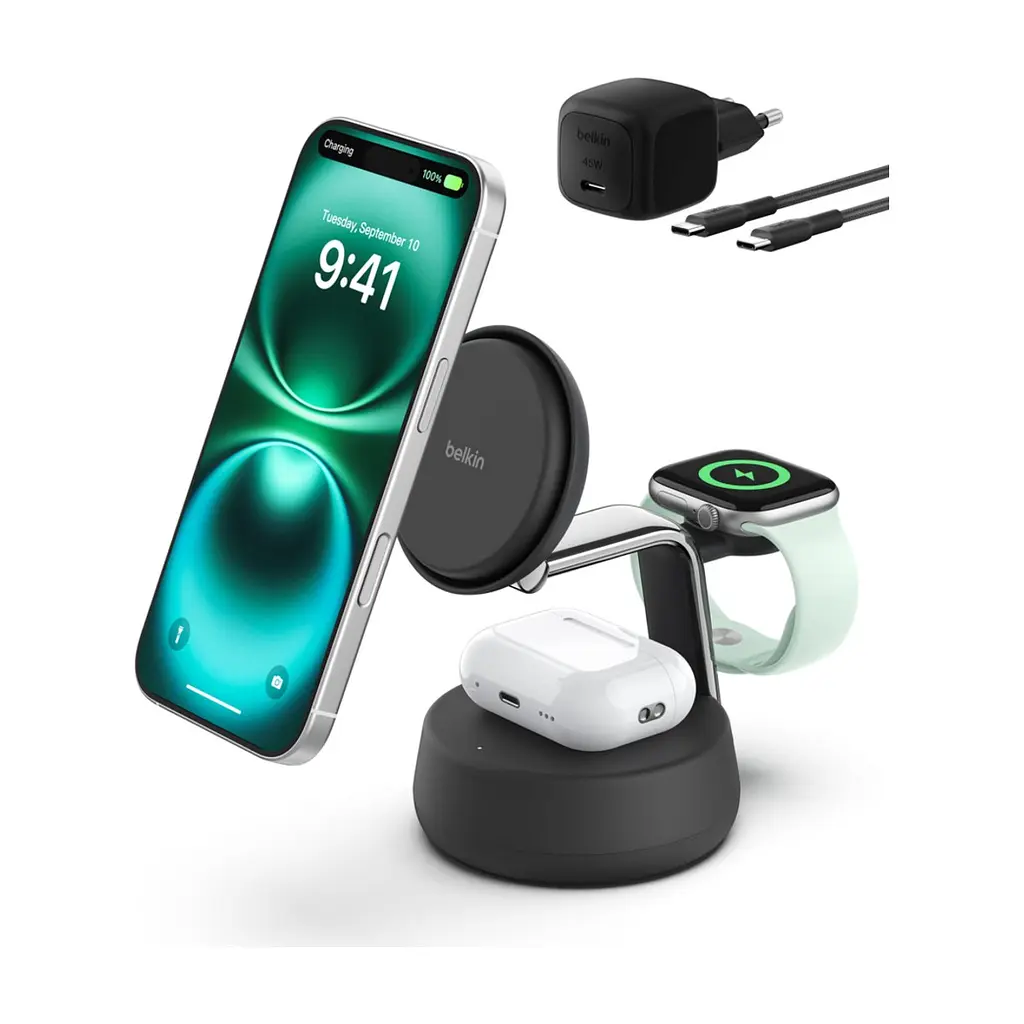 Зарядний пристрій Belkin UltraCharge Pro Wireless 3-in-1 25W charcoal (WIZ040KQCH)