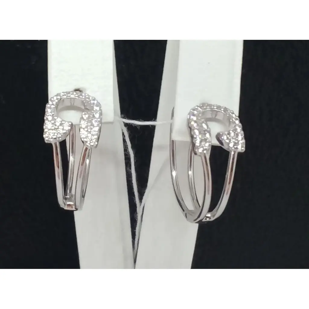 Золоті сережки Столична Ювелірна Фабрика з фіанітами. 114600Б - фото 3