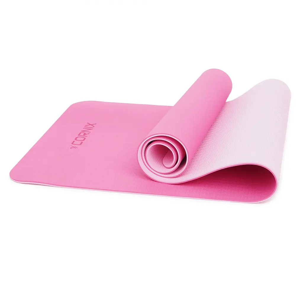 Килимок спортивний Cornix TPE 183 x 61 x 0.6 см для йоги та фітнесу XR-0005 Pink/Rose - фото 2