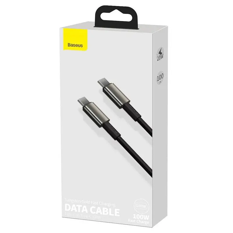 Дата кабель Baseus Tungsten Gold Type-C to Type-C Cable 100W (1m) (CATWJ-01) Чорний - фото 4