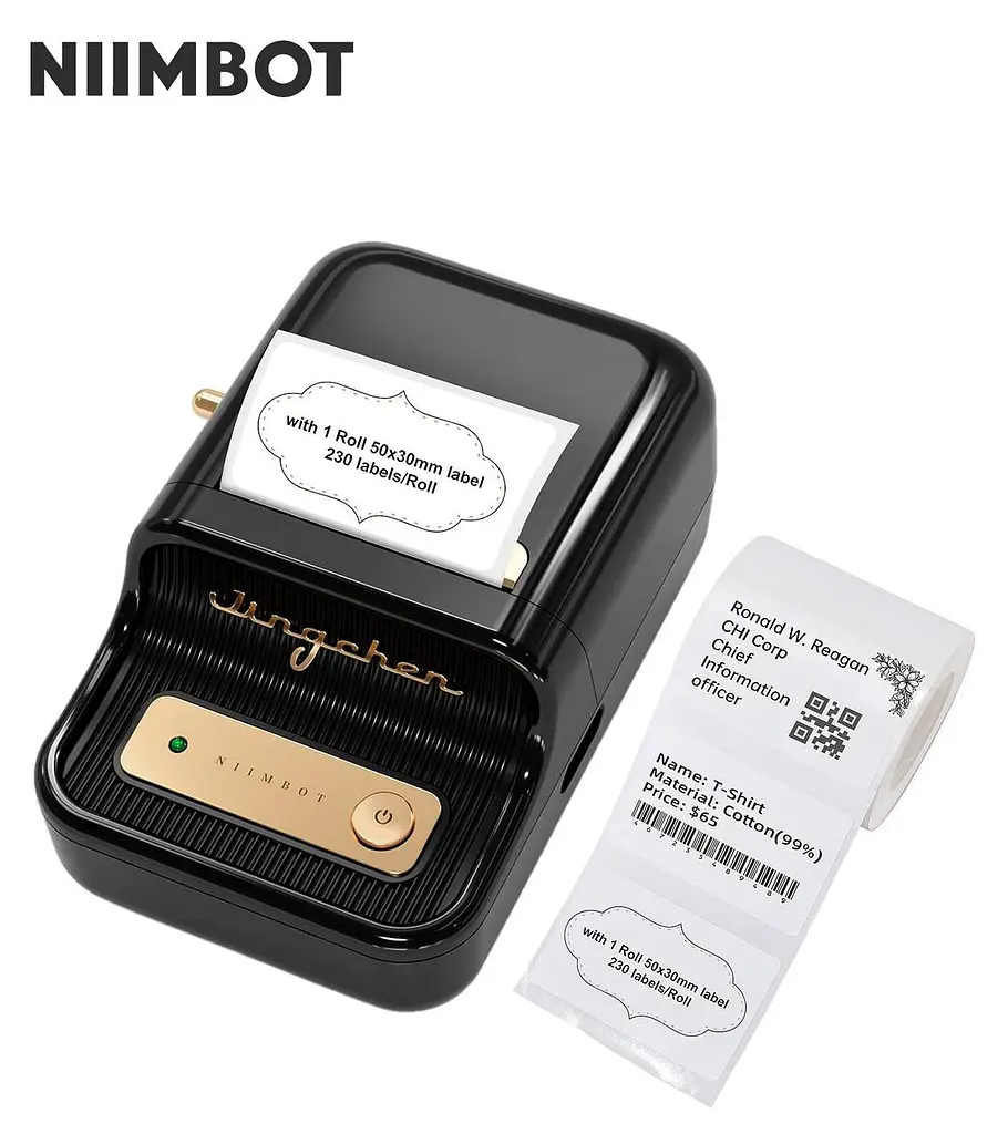 Принтер етикеток стікерів Niimbot B21 Black, термопринтер | + рулон етикеток (230 шт)