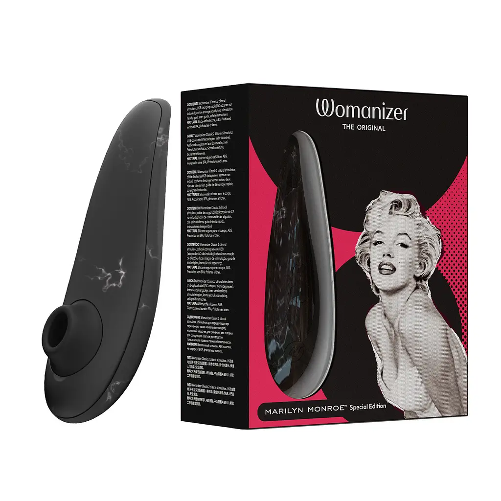 Вакуумний стимулятор клітора Womanizer Marilyn Monroe Black Marble - фото 2