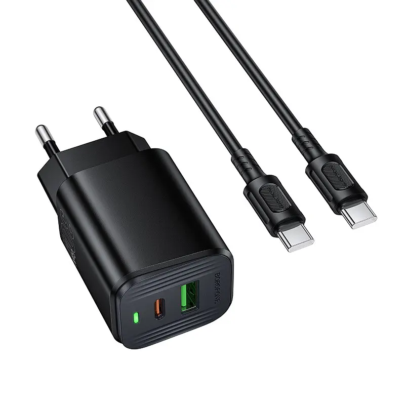 Мережевий зарядний пристрій BOROFONE BAS85A Star PD30W+QC3.0 charger set (C to C) (EU) Чорний - фото 3