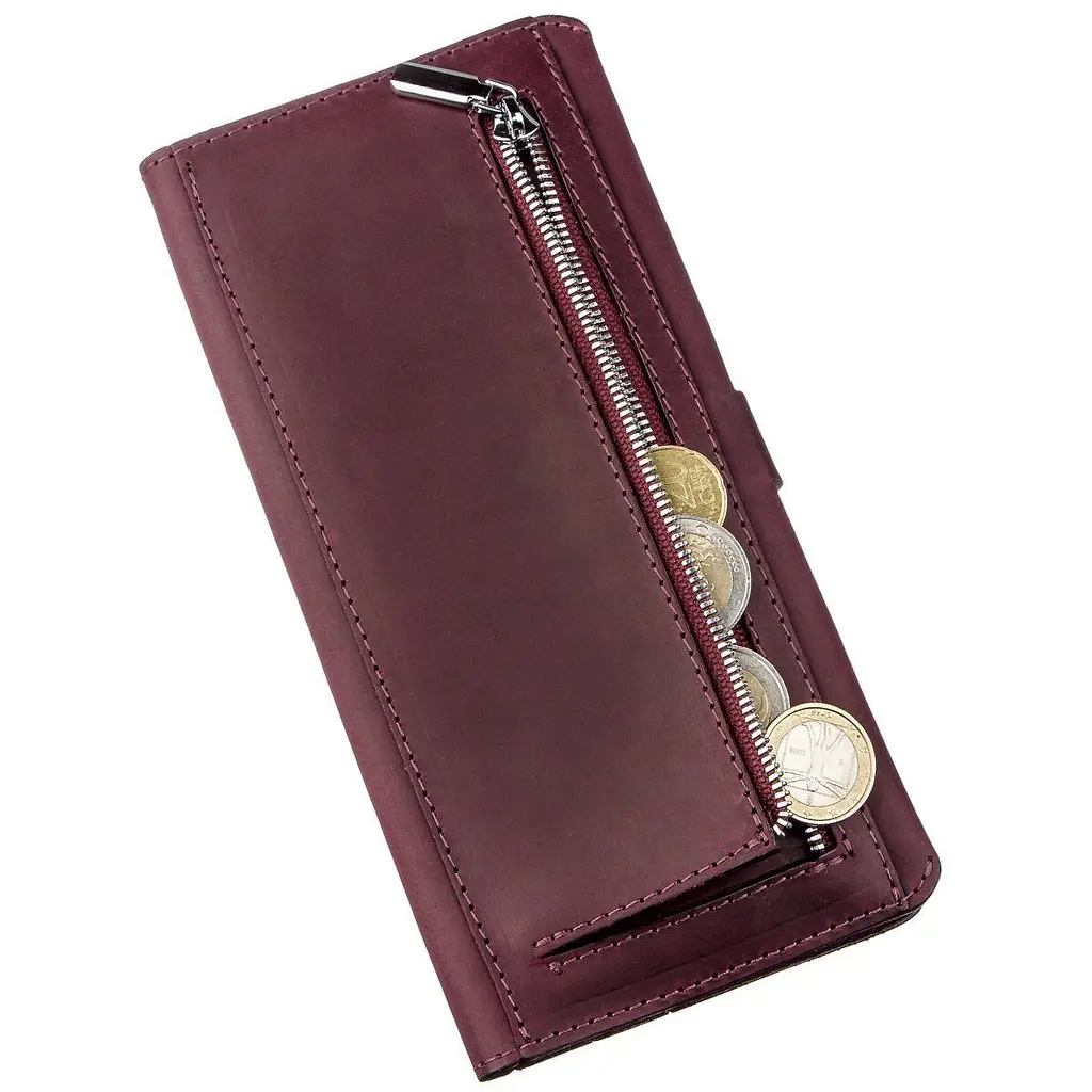 Кошелек женский из винтажной кожи SHVIGEL 16205 бордовый - фото 7