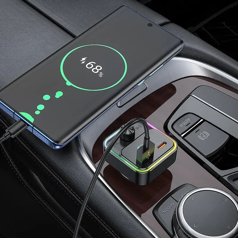 FM-трансмітер Hoco E81 Fantasy PD30W+QC3.0 car BT FM transmitter Чорний - фото 3