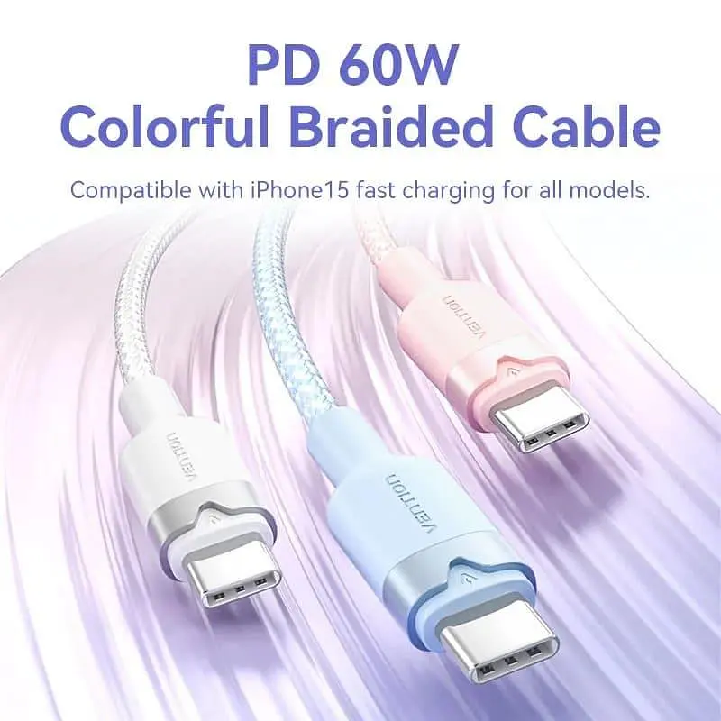 Кабель Vention USB 2.0Type-C M-M,1.0м 60W aluminum alloy, білийVention (TRDWF) - фото 8