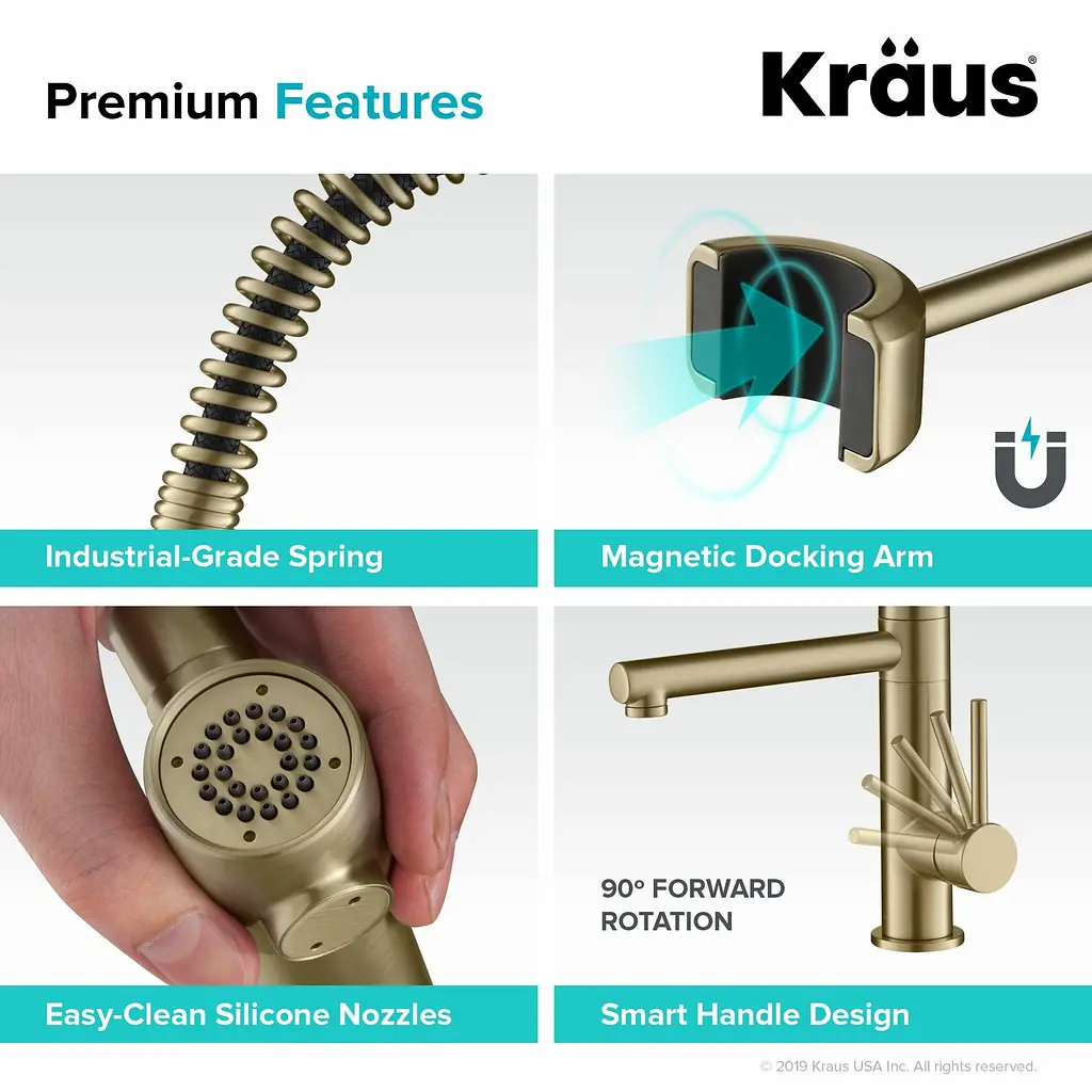Смеситель для кухни Kraus Artec Pro KPF-1603BG, Золотой - фото 7