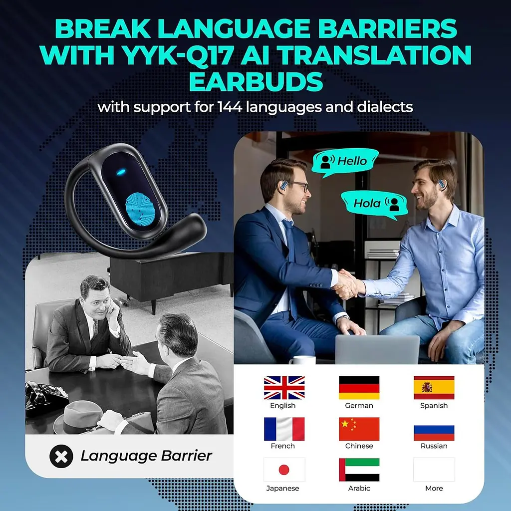 Наушники AI Translation со 168 языками, Bluetooth 5.4, голосовой перевод в режиме реального времени, HD-звонки, длительное время - фото 7