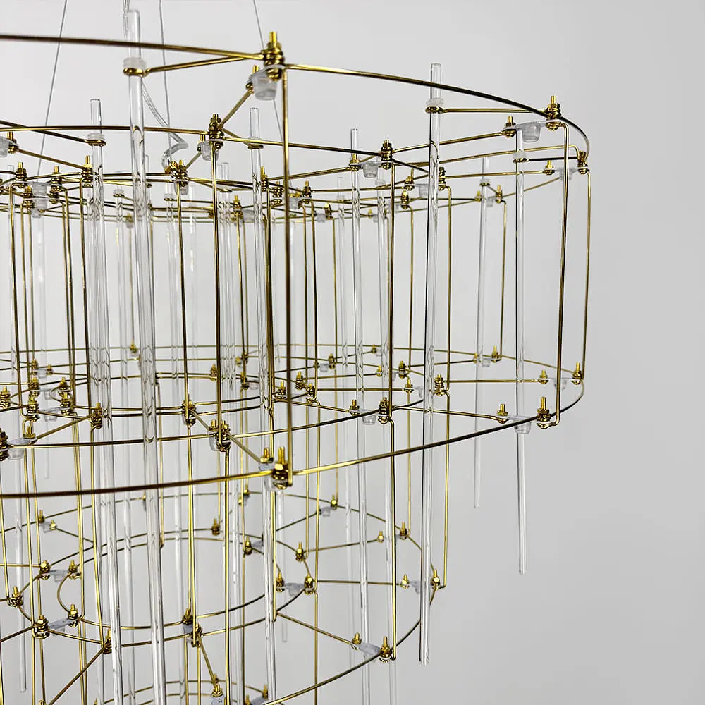 Невесомая золотая трехъярусная люстра Ø 80 см Ст. MJ205-800 Titanium | Line F - фото 11