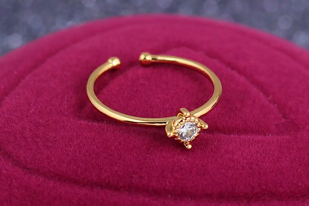 Кільце Xuping Jewelry дитяче розсувне з каменем 3 мм р 14 і більше золотисте - фото 2