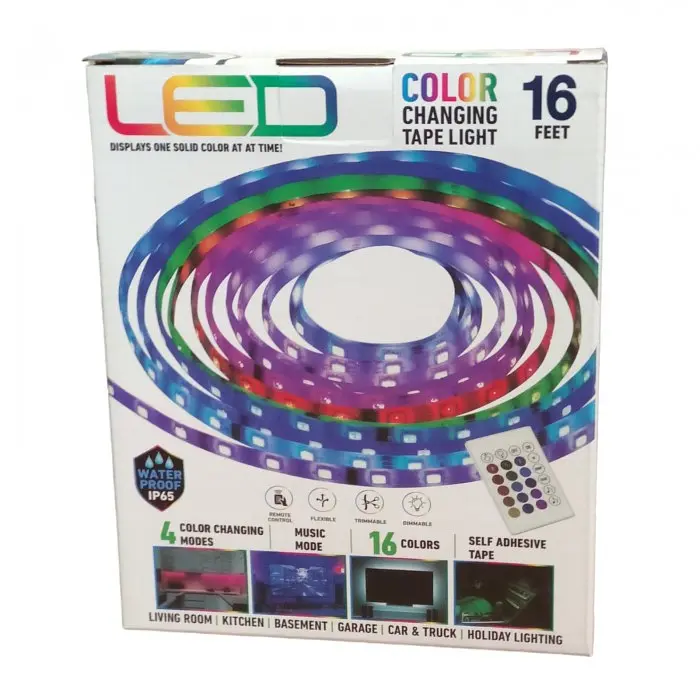 Стрічка світлодіодна RGB 3528 5 метрів — повний комплект із пультом у коробці - фото 3