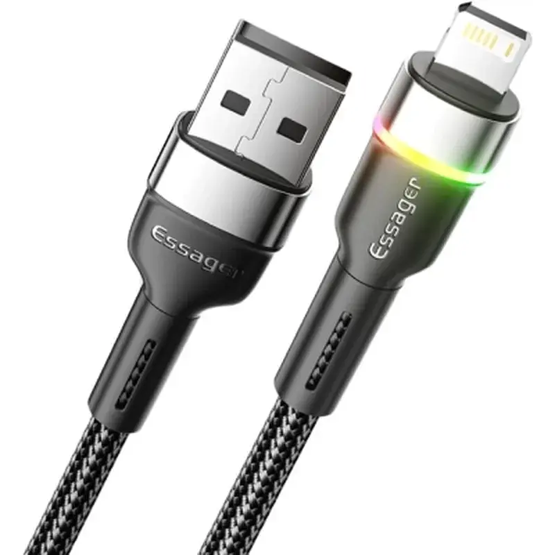 Дата кабель USB 2.0 AM to Lightning 1.0m 2.4A black Essager (EXCL-XCD01) - фото 2