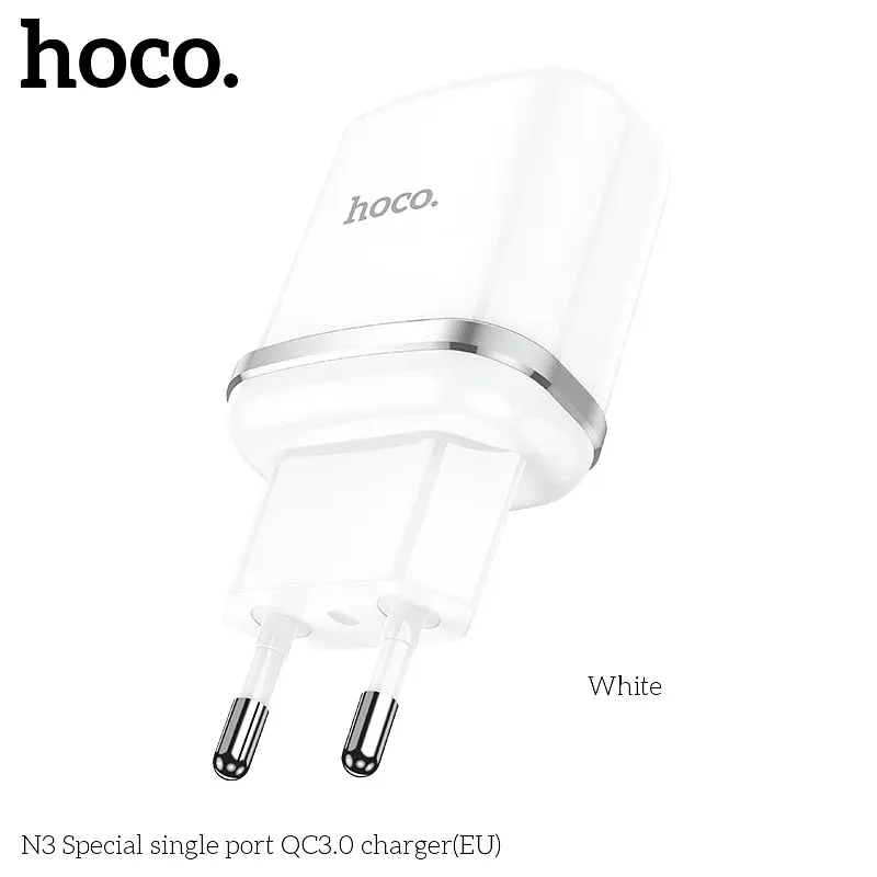 Адаптер живлення HOCO N3 Special FCP AFC 1 USB 18W QC 3.0 (Safety Certified) білий - фото 4