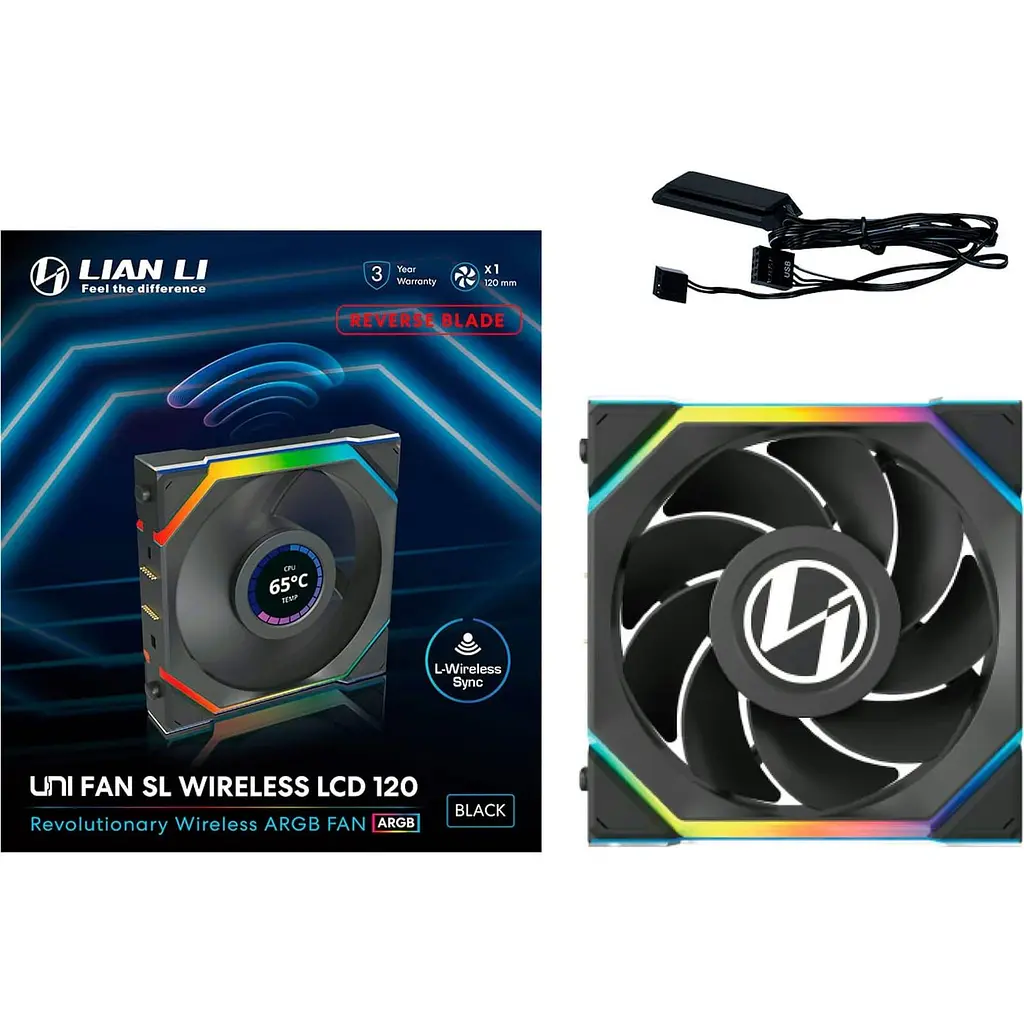 Вентилятор LIAN LI Uni Fan SL WIRELESS LCD Reverse 120-1 Black (G99.12RSLLCD1W1B.00) - фото 7