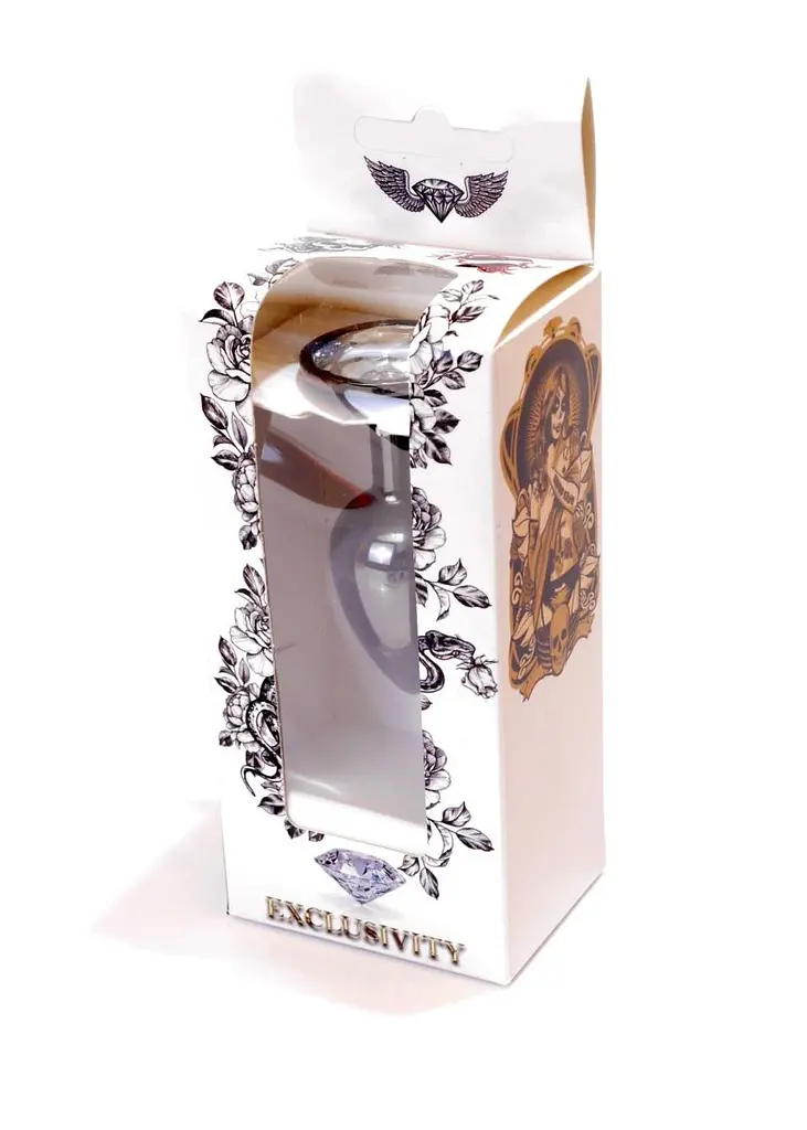 Металлическая анальная пробка с кристаллом Boss Jewellery Dark Silver PLUG Clear 7 см (прозрачный) - фото 9