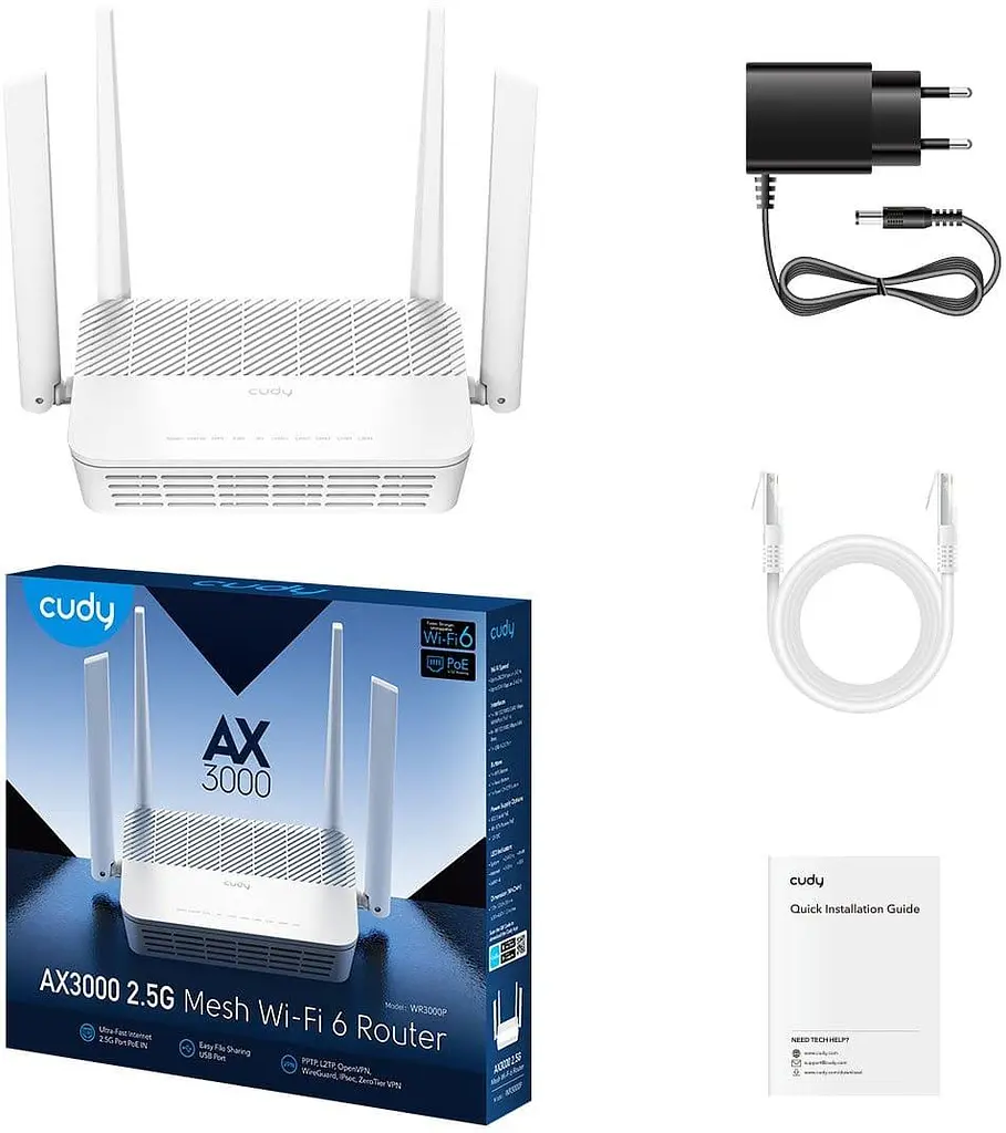 Роутер Cudy WR3000P AX3000 Wi-Fi 6 2.5G Mesh PoE Router (WR3000P) - фото 3