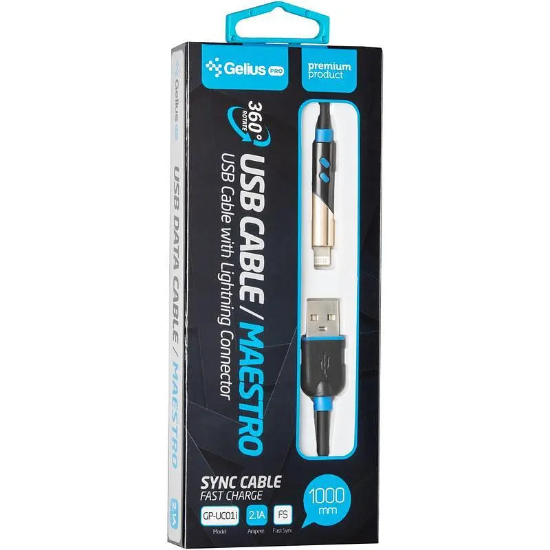 USB кабель Gelius Pro Maestro GP-UC01i Apple Black Lightning - фото 2