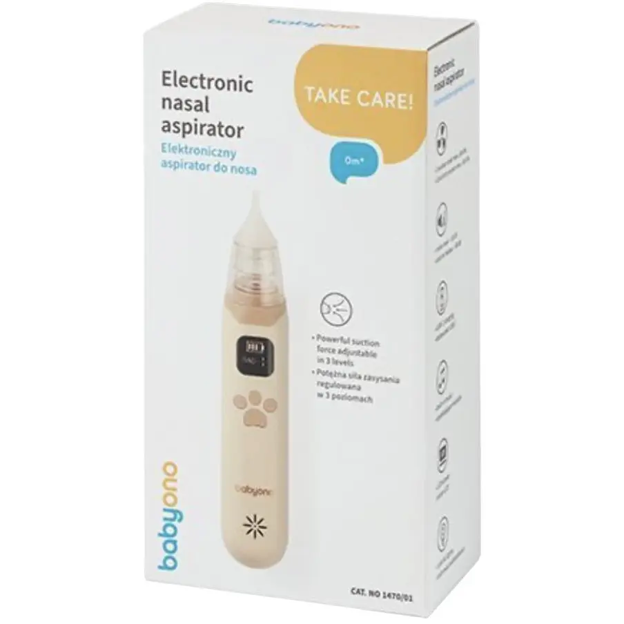 Аспиратор для носа BabyOno электронный с LCD экраном и мелодиями бежевый (1470/01) - фото 7