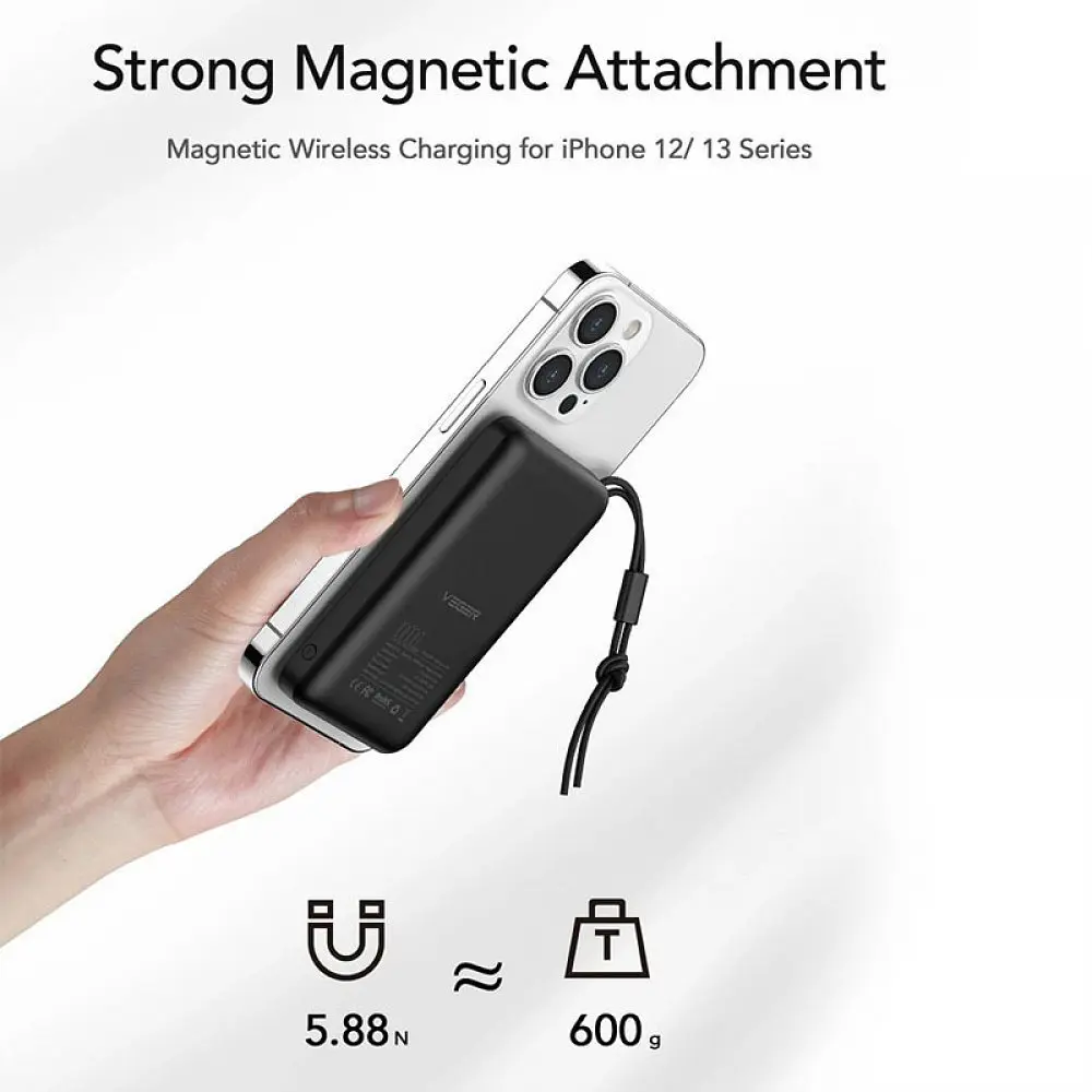 Зовнішній акумулятор VEGER Wireless 10000mAh 38.5Wh 3.85V Black (VG-W1151-B) - фото 4