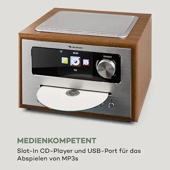 Радіо-інтернет Auna Silver Star CD Cube (10033003) Коричневий - фото 3